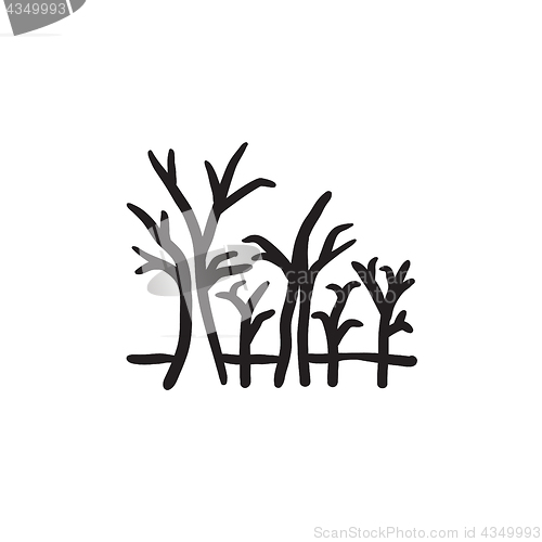 Image of Tree with bare branches sketch icon.
