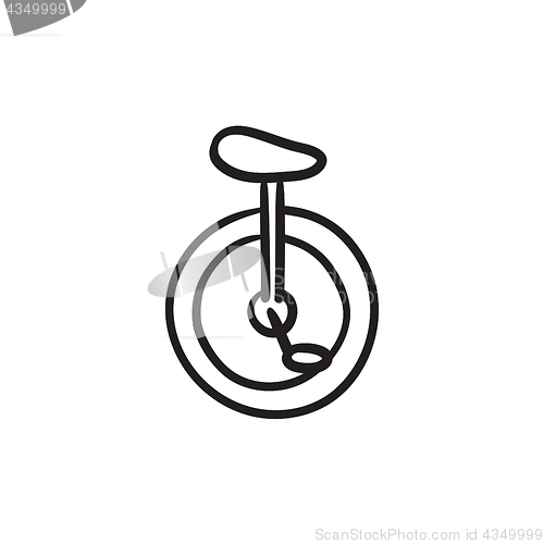 Image of One wheel bicycle sketch icon.