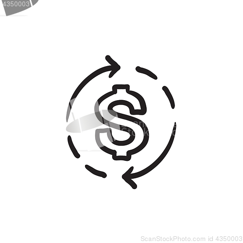 Image of Dollar symbol with arrows sketch icon.