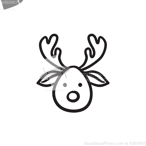 Image of Christmas deer sketch icon.