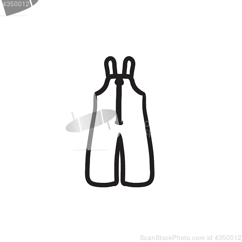 Image of Baby winter overalls sketch icon.