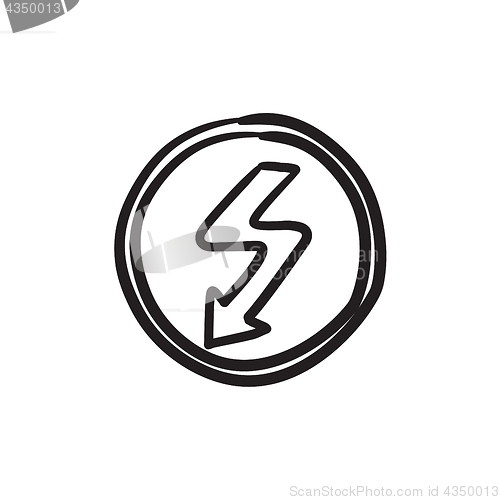 Image of Lightning arrow downward sketch icon.