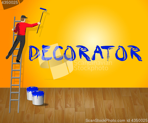 Image of Home Decorator Shows House Painting 3d Illustration