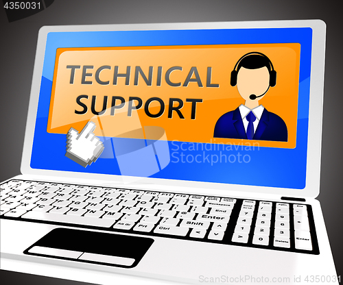 Image of Technical Support Laptop Shows Help 3d Illustration
