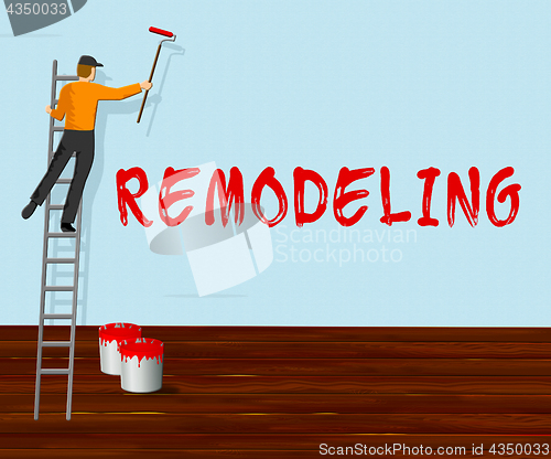 Image of Home Remodeling Shows House Remodeler 3d Illustration