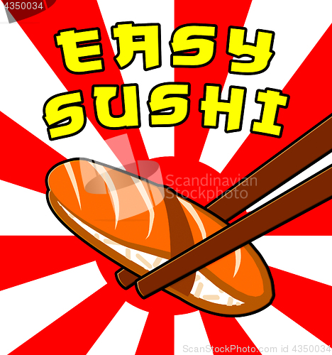 Image of Easy Sushi Shows Japan Cuisine 3d Illustration