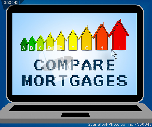 Image of Compare Mortgages Representing Home Loan 3d Illustration