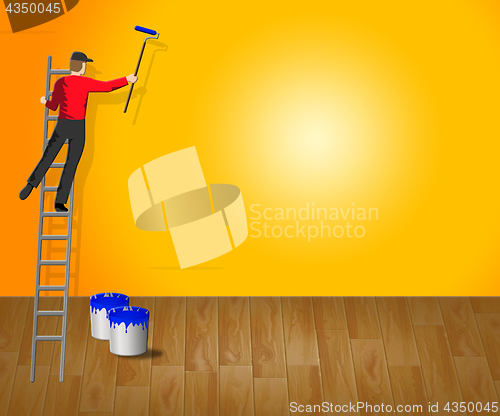Image of House Decoration With Copyspace Shows Painter 3d Illustration