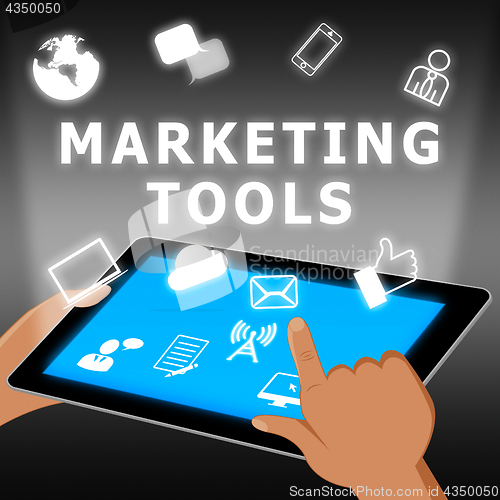 Image of Marketing Tools Means Promotion Apps 3d Illustration