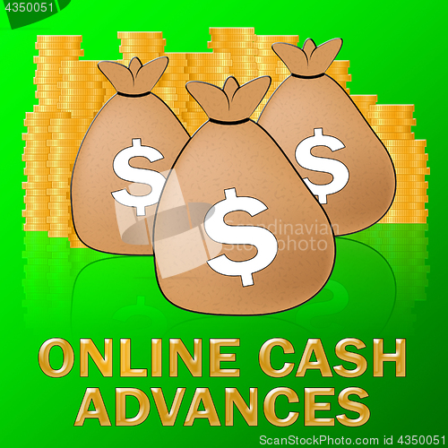 Image of Online Cash Advances Means Dollar Loan 3d Illustration