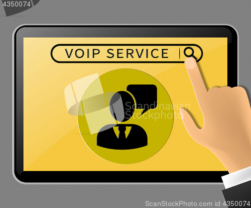 Image of Voip Service Tablet Representing Internet Help 3d Illustration