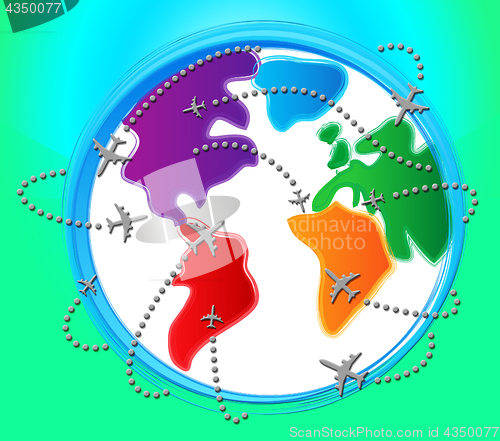 Image of Planes Globe For Overseas Vacation 3d Illustration