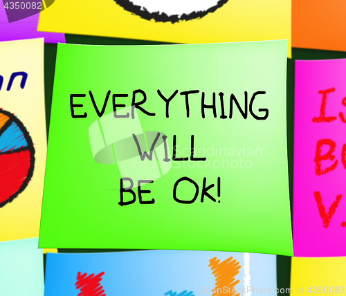 Image of Everything Will Be Ok Message Note 3d Illustration