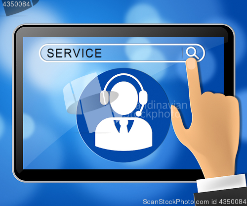 Image of Service Tablet Meaning Help Support 3d Illustration