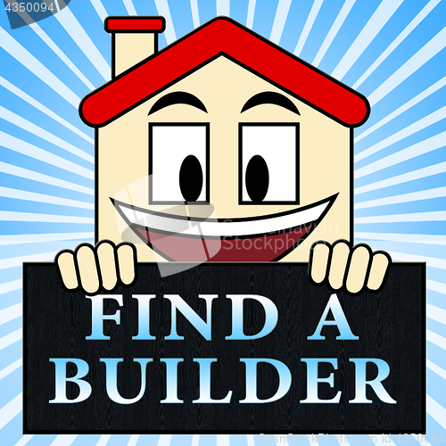 Image of Find A Builder Shows Contractor Search 3d Illustration
