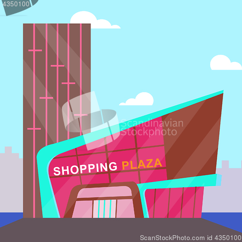 Image of Shopping Plaza Meaning Retail Commerce 3d Illustration