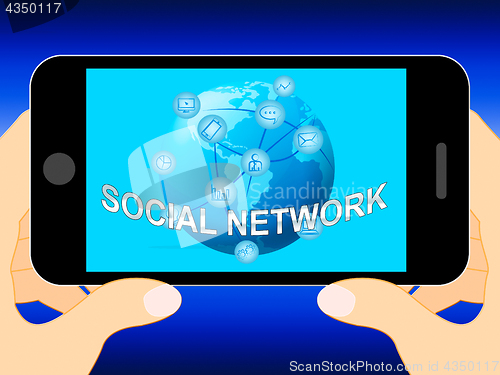 Image of Social Network Shows Virtual Interactions 3d Illustration