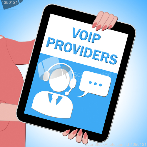 Image of Voip Providers Tablet Showing Internet Voice 3d Illustration