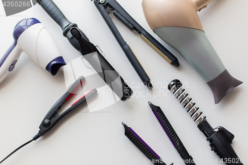 Image of hairdryers, hot styling and curling irons