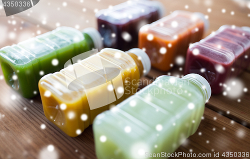 Image of bottles with different fruit or vegetable juices