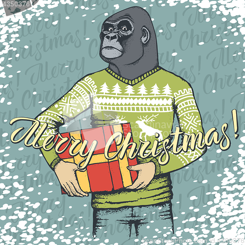 Image of Monkey vector Christmas concept