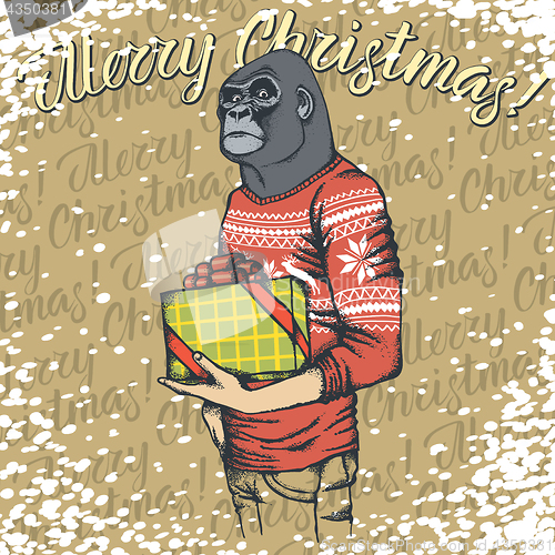 Image of Monkey vector Christmas concept