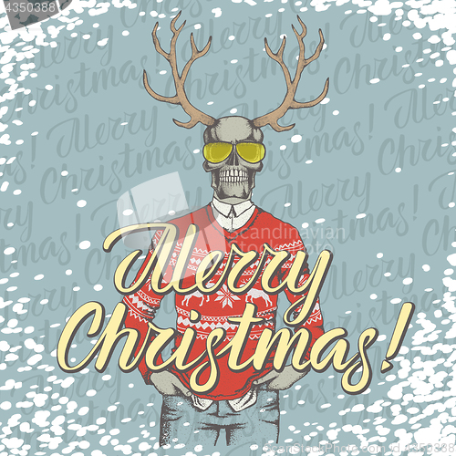 Image of Vector Christmas skull with gift illustration