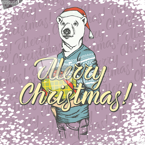 Image of Christmas white bear vector illustration