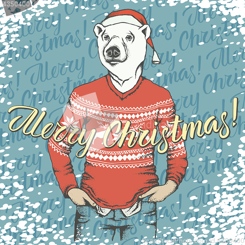 Image of Christmas white bear vector illustration