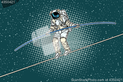 Image of Astronaut tightrope Walker, the risks of a researcher of science