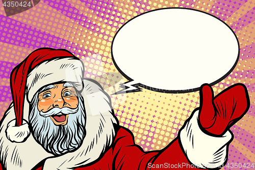 Image of Promoter Santa Claus with comic bubble