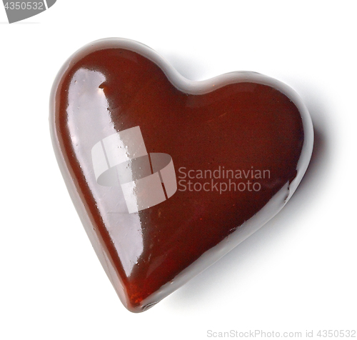 Image of chocolate heart on white background