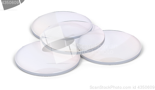 Image of Group of eyeglasses lens on white