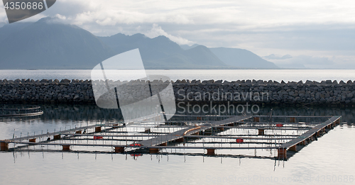 Image of fish farm in open sea