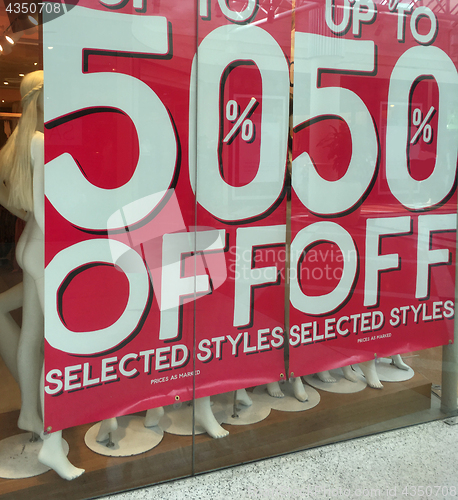 Image of 50% off sale sign banner