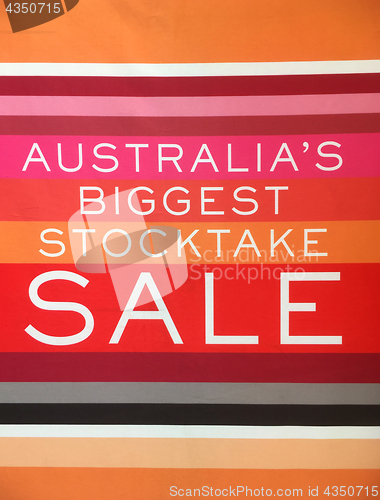 Image of Stocktake Sale Banner hanging in shop front