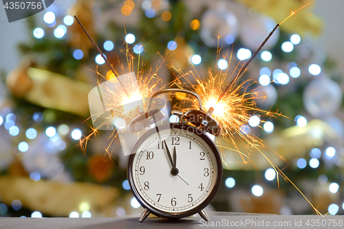 Image of Happy New Year concept with Sparkler Fireworks 