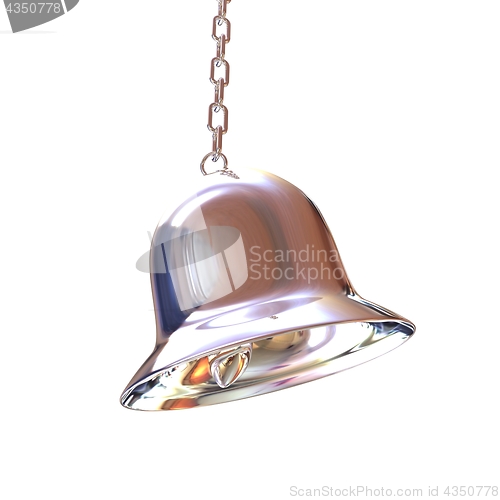 Image of Shiny metal bell isolated on white background. 3d illustration