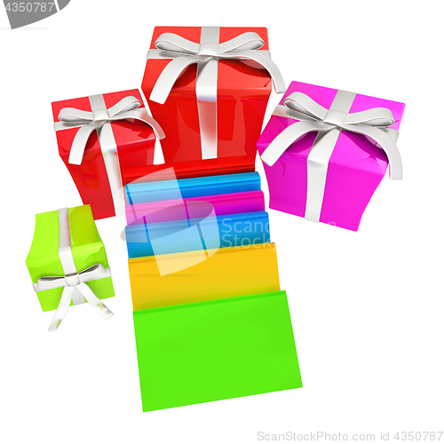 Image of Gifts and books. 3d illustration