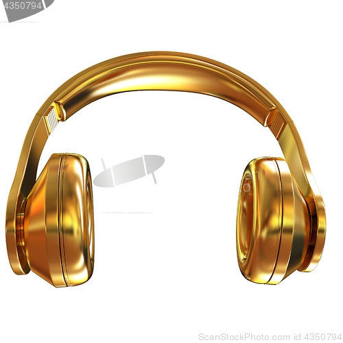 Image of Gold headphones icon on a white background. 3D illustration
