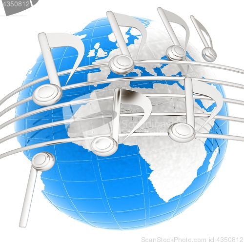 Image of music notes  background. 3D illustration