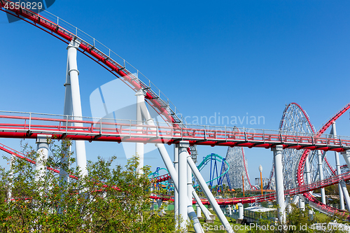 Image of Roller coaster in amusement park