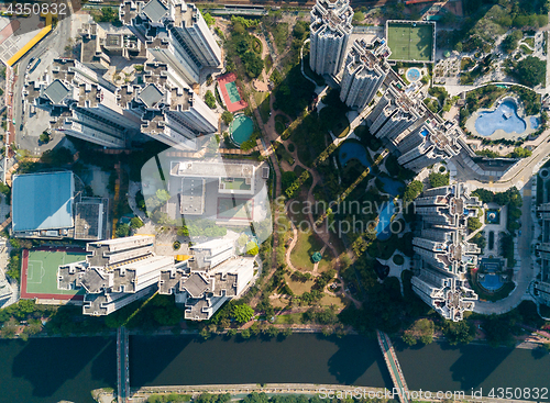 Image of Top view of cityscape in Hong Kong