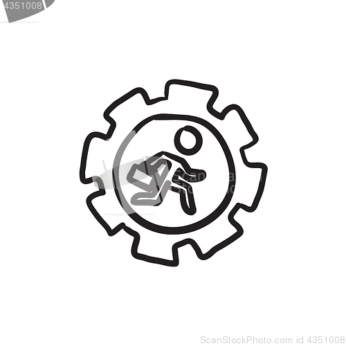 Image of Man running inside the gear sketch icon.