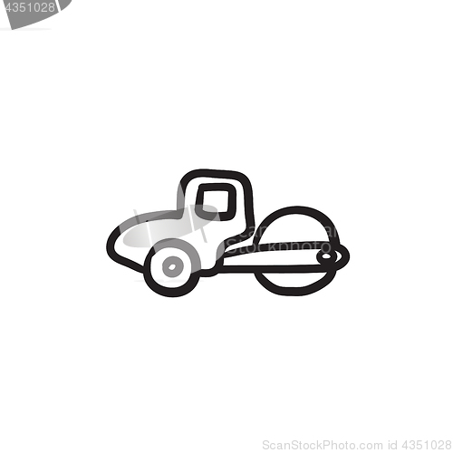 Image of Road roller sketch icon.