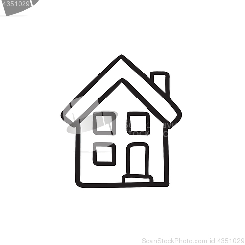 Image of Two storey detached house sketch icon.