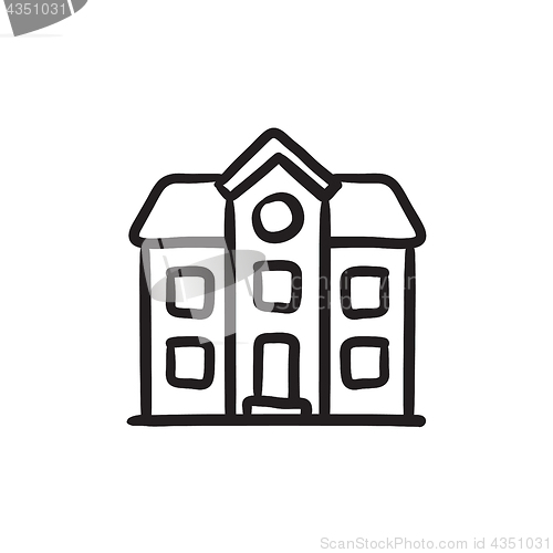 Image of Two storey detached house sketch icon.