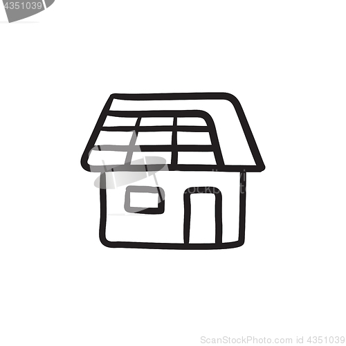 Image of House with solar panel sketch icon.