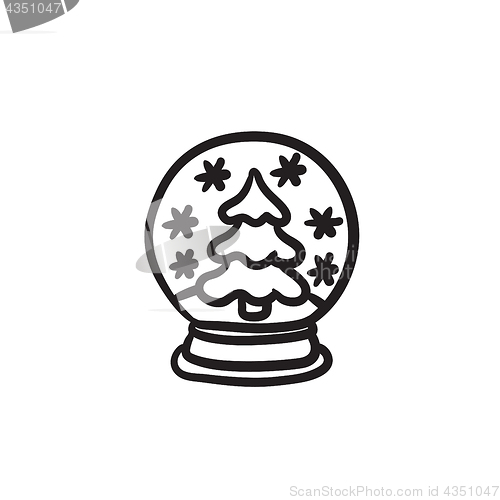 Image of Snow globe with christmas tree sketch icon.