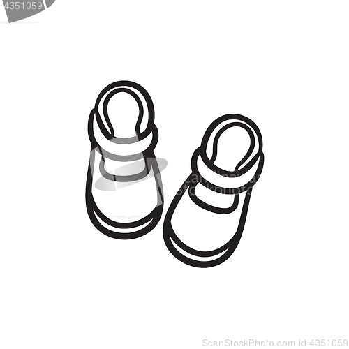 Image of Baby booties sketch icon.